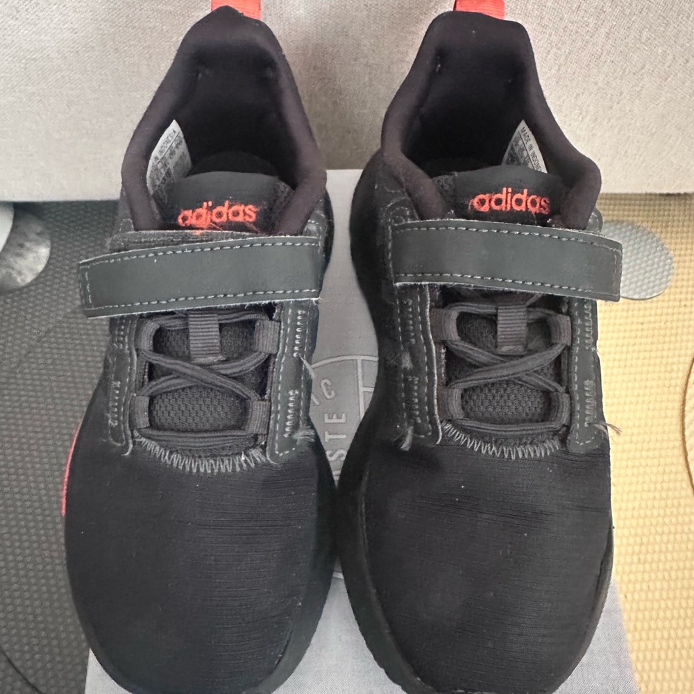 Adidas Black Sneakers with Velcro Strap and Rubber Sole